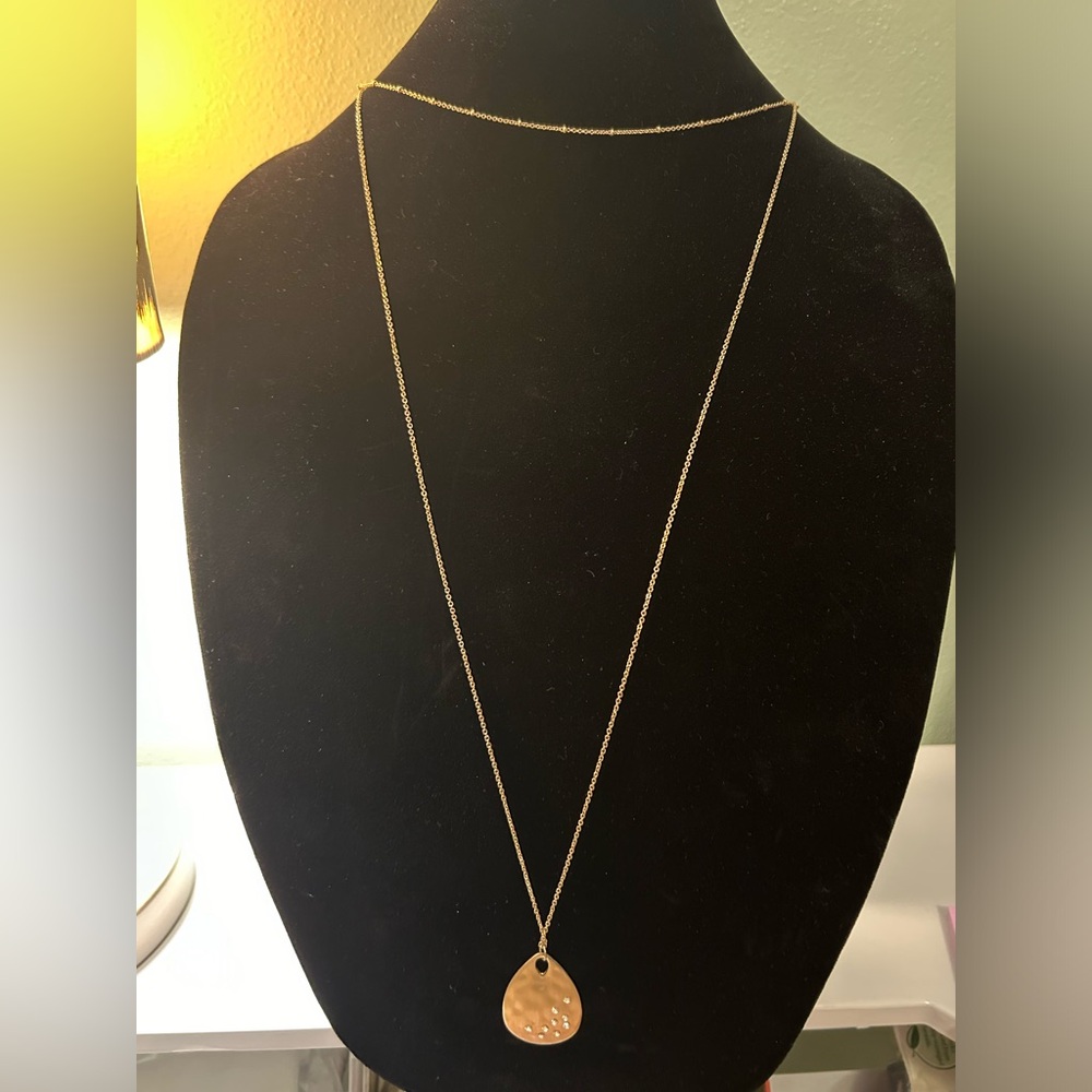 Canvas Gold Double Chain Pendant Necklace